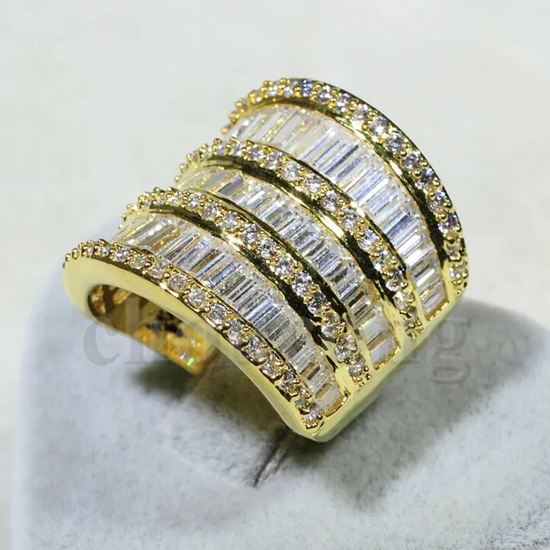 

Victoria Wieck Fashion Big Jewelry T-shape AAAAA zircon cz wedding band ring for women Yellow Gold Filled Engagement Ring