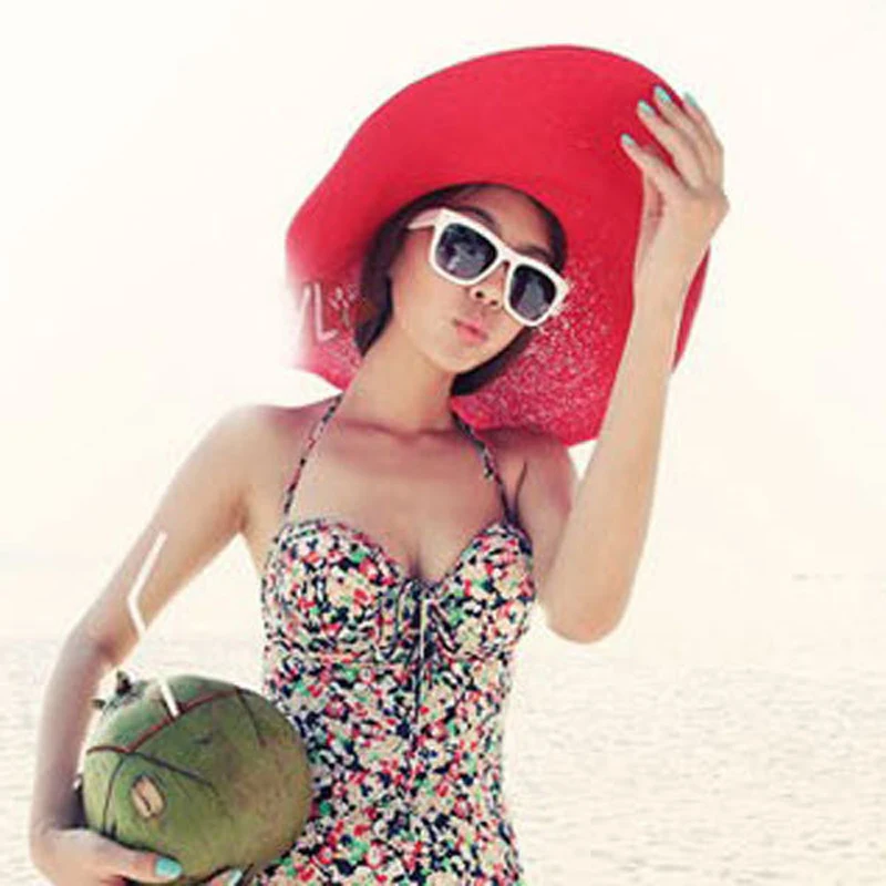 Chapeu De Praia новая модная шляпа женская летняя Складная сворачивающаяся козырек Солнцезащитная пляжная широкие поля, из соломы козырек 1084