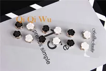 12pcs Muslim Strong Magnet Brooch pin black and white enamel islamic women gift hijab scarf breast pin veil Safety Pins 12pcs dozen mix color classic round solid magnet brooch hijab accessories muslim magnetic pin hijab scarf buckle magnet