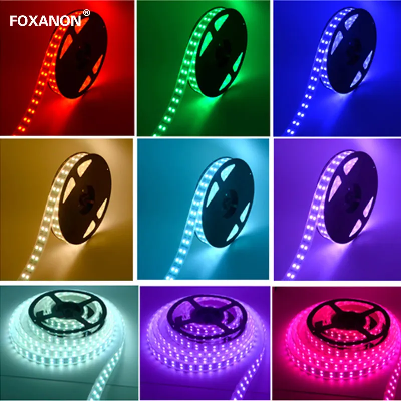 

Foxanon Brand 5050 RGB Double Row Led Strip Light 120LED/M 600LED ColorDC12V Waterproof 24key Controller Flexible Lamps5M/Roll