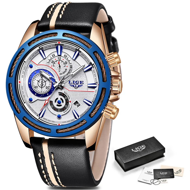 

2019 LIGE Watch Men Sport Quartz Fashion Leather Clock Mens Watches Top Brand Luxury Waterproof Business Watch Relogio Masculino