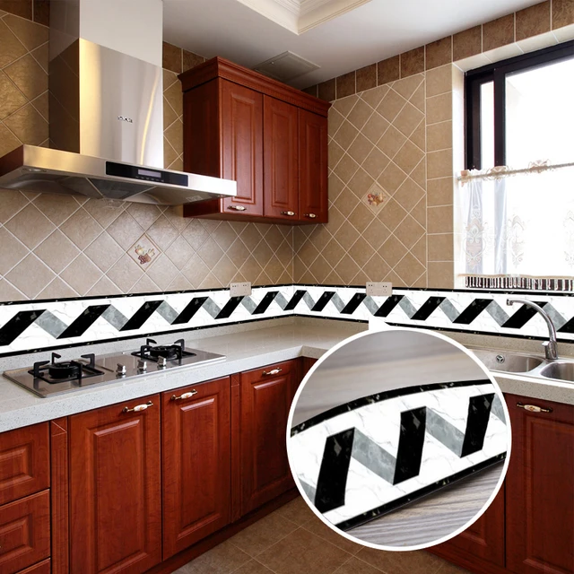 Black And White Stripe Self Adhesive Wallpaper Border Sticker