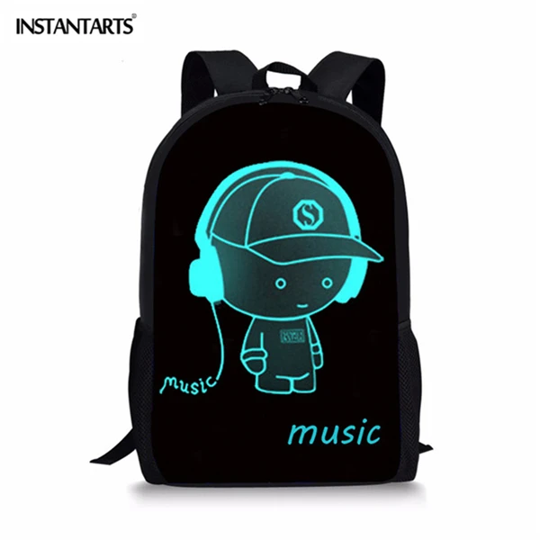 INSTANTARTS мультфильм 3D принт Luminou черный школьная сумка набор Школьный для девочки-подростка милые детские рюкзаки Mochila Escolar - Цвет: Z3713C