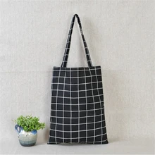 Женские сумки для покупок Новая Модная креативная эко-сумка Повседневная Складная Сумочка Большая емкость клетчатая Холщовая Сумка
