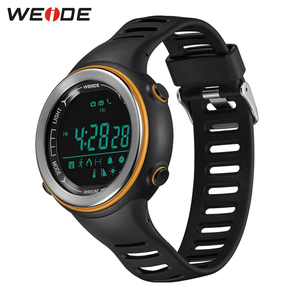 

WEIDE Watch Bluetooth Sports Digital Silicone Strap Clock 5ATM Waterproof for IOS Iphone Men Android Relogio Masculino Men Watch