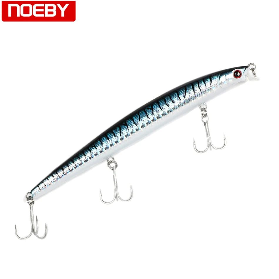 

NOEBY Floating Minnow Fishing Lure 130mm 12g 3D Eyes Lifelike Wobbler Hard Bait with VMC Hooks Saltwater Fishing Tackle NBL9127