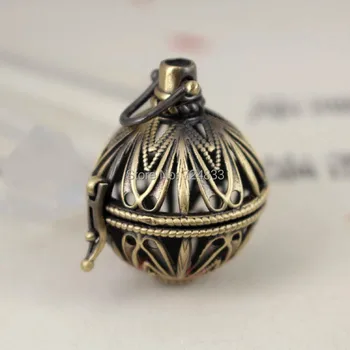 

Antique Bronze tone Brushed Brass Hollow Filigree Flower Locket Cage Pendant Findings Craft Essential Oil Diffuser Wholesale