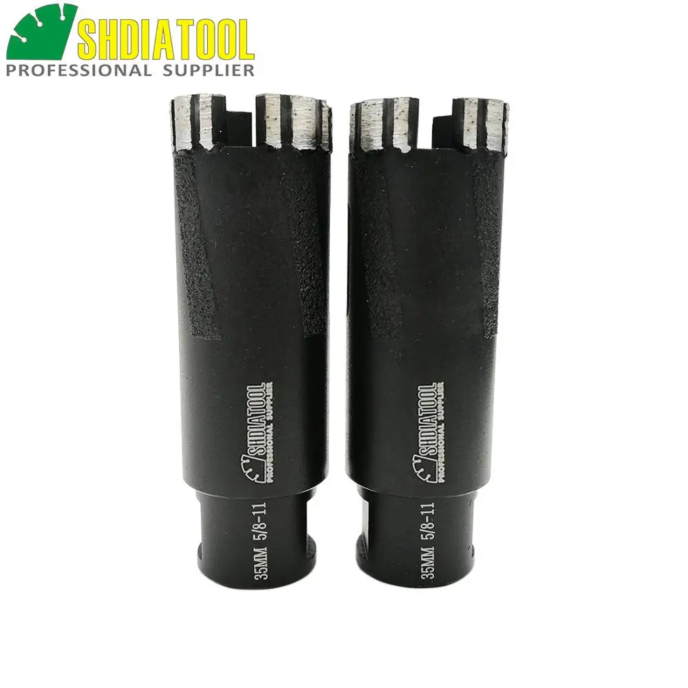 

SHDIATOOL 2pcs 35mm 5/8-11 Thread Laser Welded Diamond Dry Drilling Core Bits Side Protection Drilling bit Drill Bit Hole Saw