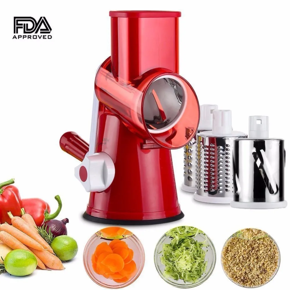 Preise TTLIFE Runde Mandoline Slicer Gemüse Cutter Kartoffel Karotte Reibe Slicer mit 3 Edelstahl Chopper Klingen Küche Werkzeug