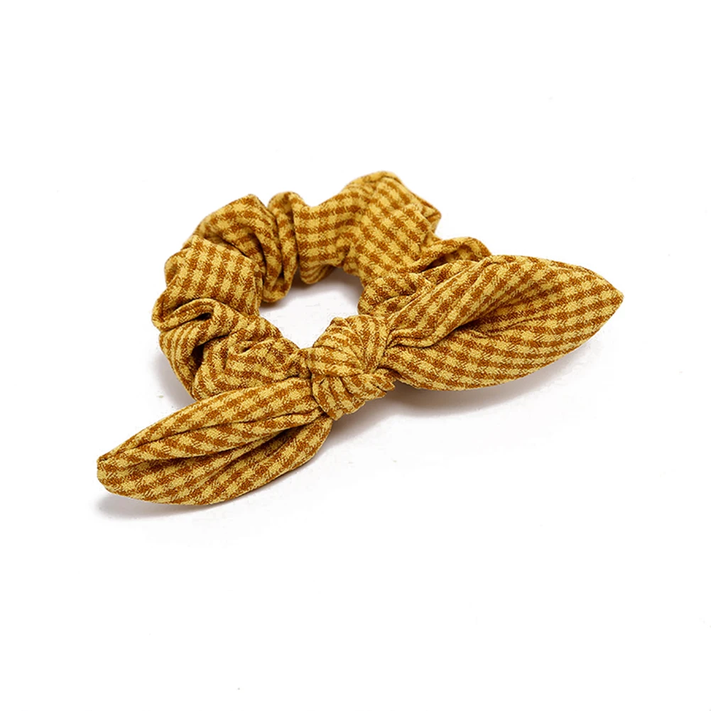 Plaid Girls Women Bunny Ear Hair Scrunchie Knot Bow Hair Band Hair tie Bows Rabbit Ear Elastic Ponytail Holder Bands Hair bow Hairclip