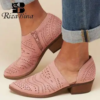 

RizaBina Daily 5 Colors Breathable Summer Flats Shoes Pointed Toe Square Toe Leisure Zipper Simple Shoes Women Size 35-43