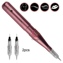 Легкий щелчок роторный пистолет подзарядка батареи постоянный макияж машина беспроводной с картриджем иголки для бровей татуировки губ подводка для глаз