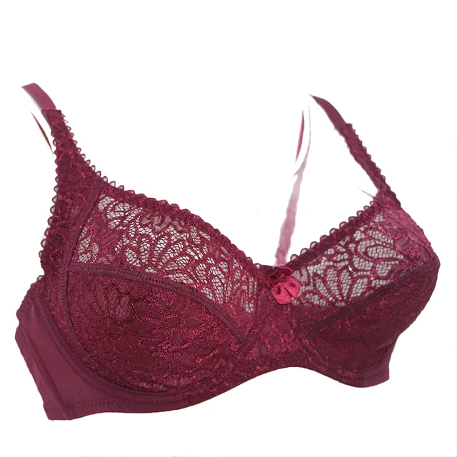 Women's Bra Unlined Lace Bra Plus Size Through Full Coverage Bralette With  Underwire (Color : Wine red, Size : 32G) : : Clothing, Shoes &  Accessories