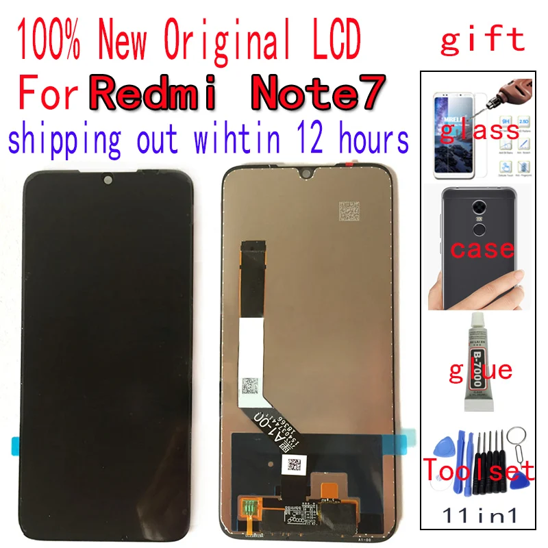 

Original Xiaomi Redmi NOTE 7 pro LCD Touch Screen digitizer Redmi note 7 LCD display with frame LCD Protective film soft case