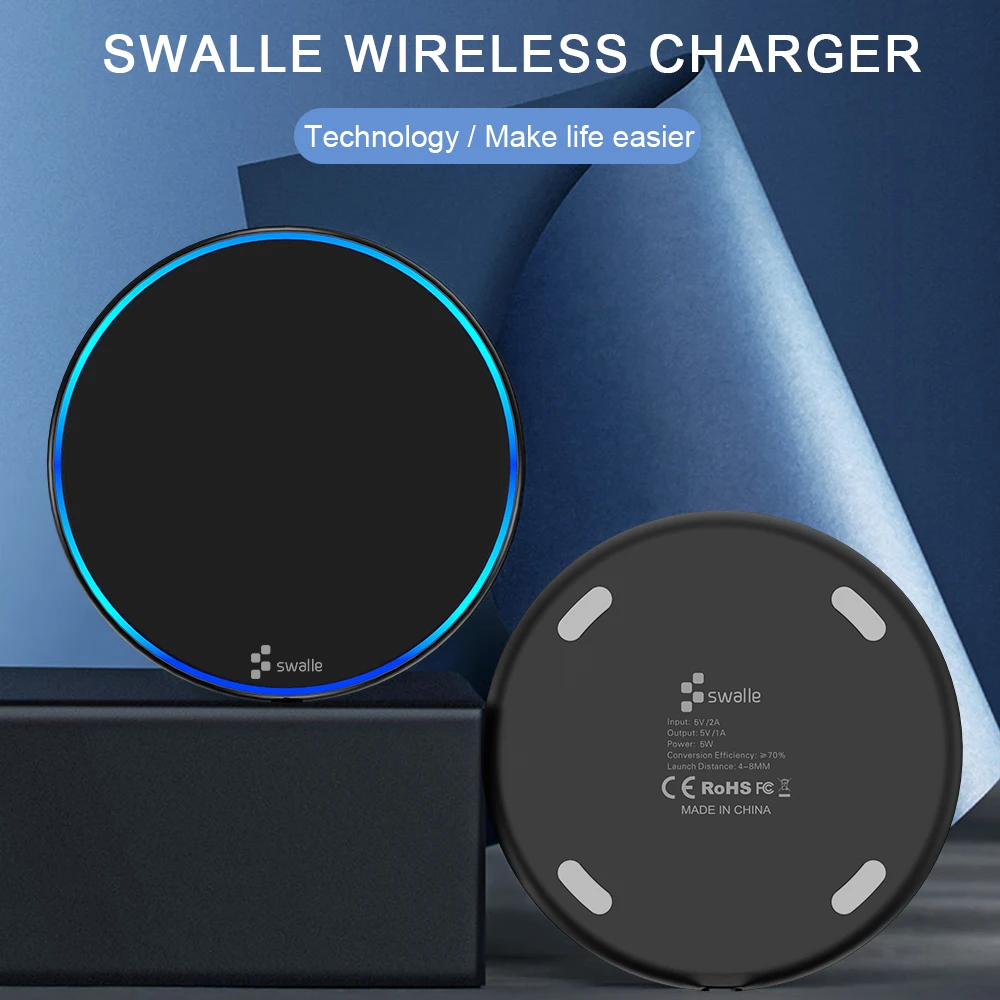

Swalle 5W Wireless Charger for iPhone X Xs MAX XR 8 plus Fast Charging for Samsung S8 S9 Plus Note 9 8 USB Phone Charger Pad