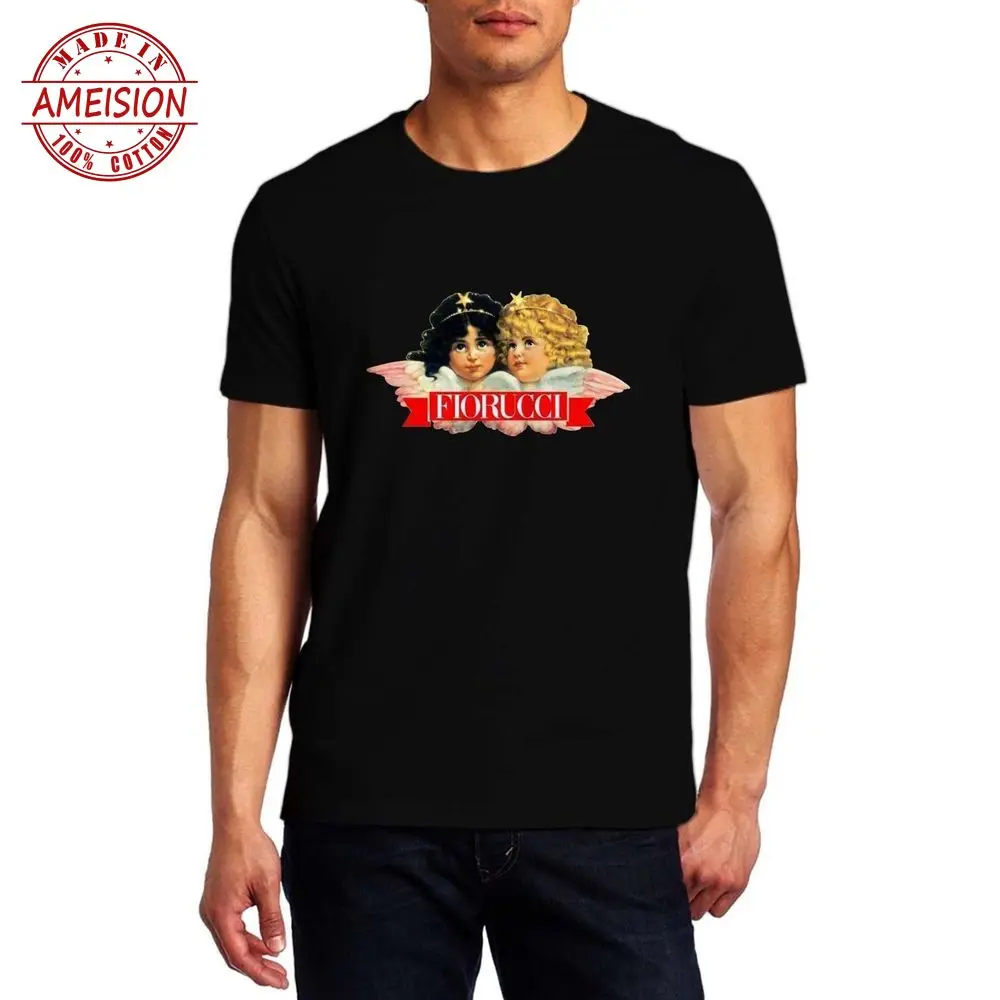 

New Summer weird print print men clothes 2019 FIORUCCI black Logo print men t shirt fashion crew neck t-shirt