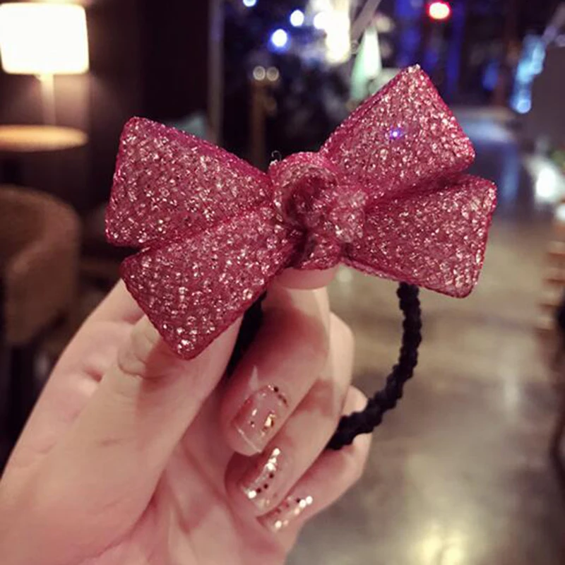 Elegant Bling Bling Bowknot Rubber Bands Elastic Hair Bands Hair Rope