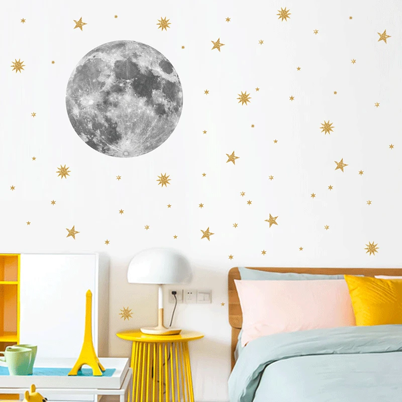 Creative star Moon phase 3D Wall Sticker Home living room wall decoration Murals Art Decals background decor Moon stickers