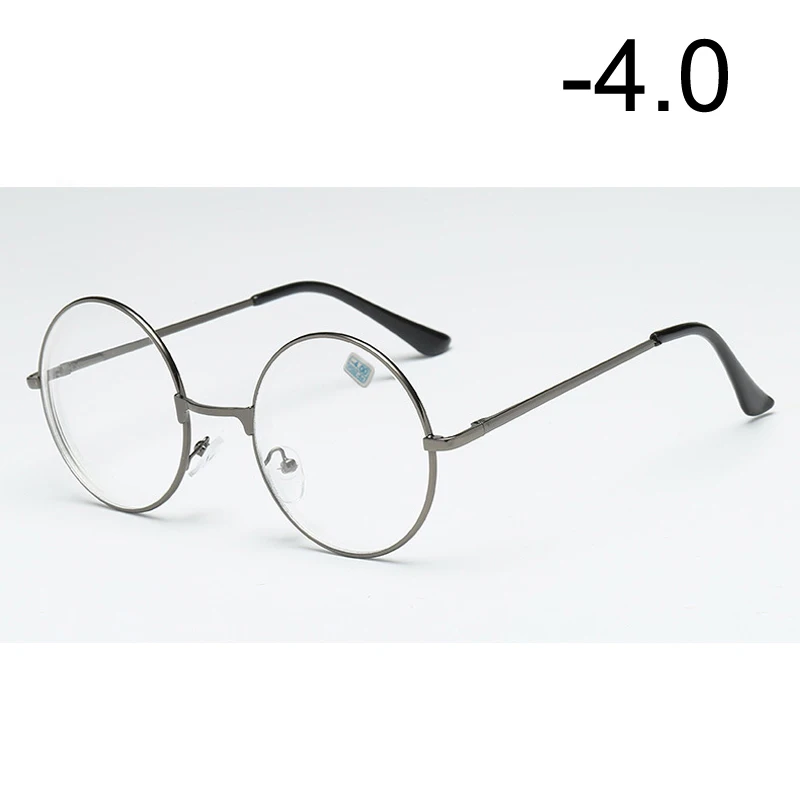 [EL Malus] очки для близорукости для женщин и мужчин, металлическая круглая оправа, для студентов, короткий прицел, розовое золото, черное серебро, 1-1,5-2-2,5-3-3,5-4 - Цвет оправы: Gun Black 400
