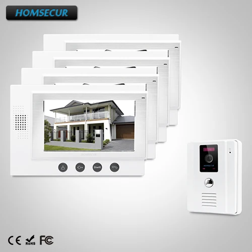 

HOMSECUR 7" Wired Hands-free Video Door Entry Phone Call System+LCD Color Screen: TC011-W Camera (White)+TM701-W Monitor (White)