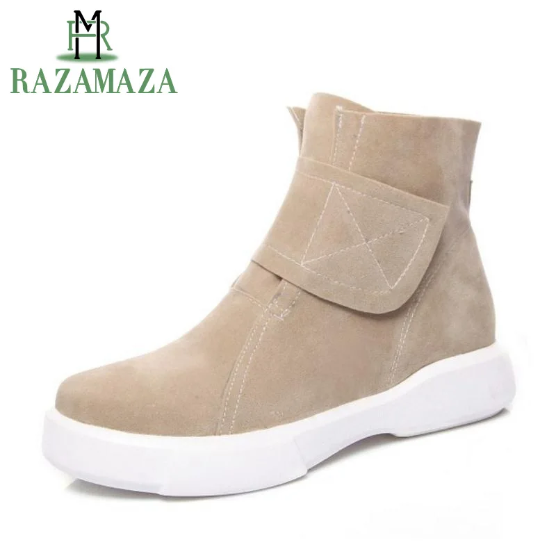 

ZALAVOR Women Winter Ankle Boots Fashion Warm Fur Shoes Woman Thick Bottom Short Boots Concise Round Toe Shoes Size 34-43