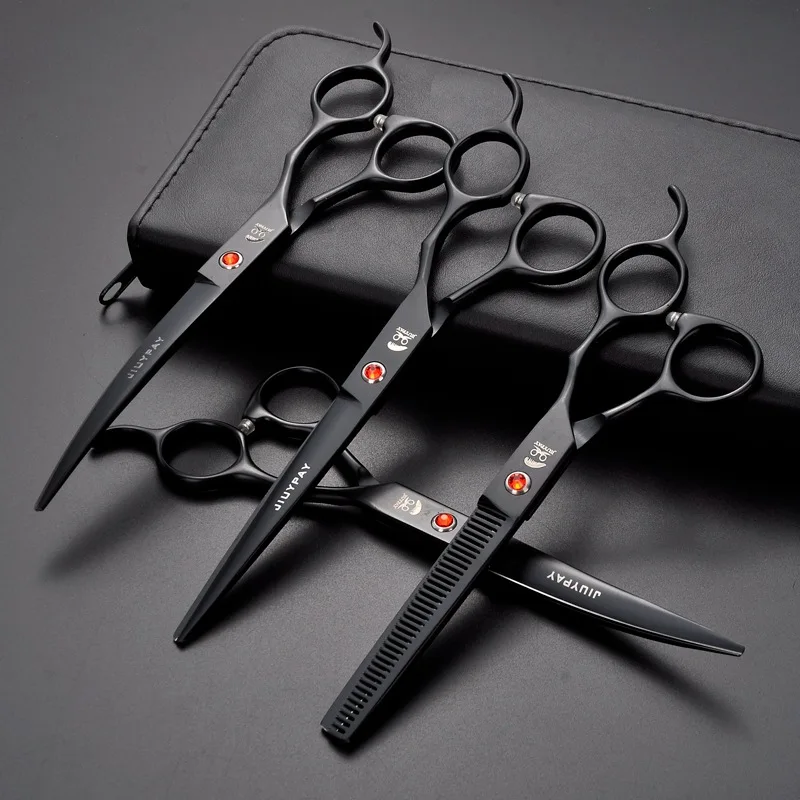 7.0 inch Professional Pet scissors for dog grooming dogs shears hair cutter Straight &Thinning & Curved scissors 4pcs set +comb (5)