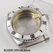 Роскошные 40 мм BLIGER чехол для часов из нержавеющей стали, белая керамика Dezel, сапфировое стекло с окошком для даты, подходят для часов 2836