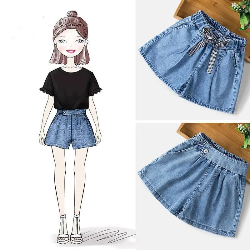 

2019 New Summer Fashion Teenage Girls Cotton Short Denim Trousers Kids Girls Jeans Shorts Pants Baby Girl Clothes Leggings Y28