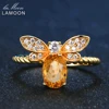 LAMOON Cute Bee 925 anillo de plata de ley 1ct joyas de piedras preciosas citrinas naturales 14K anillos chapados en oro para joyería de mujer LMRI019 ► Foto 1/6