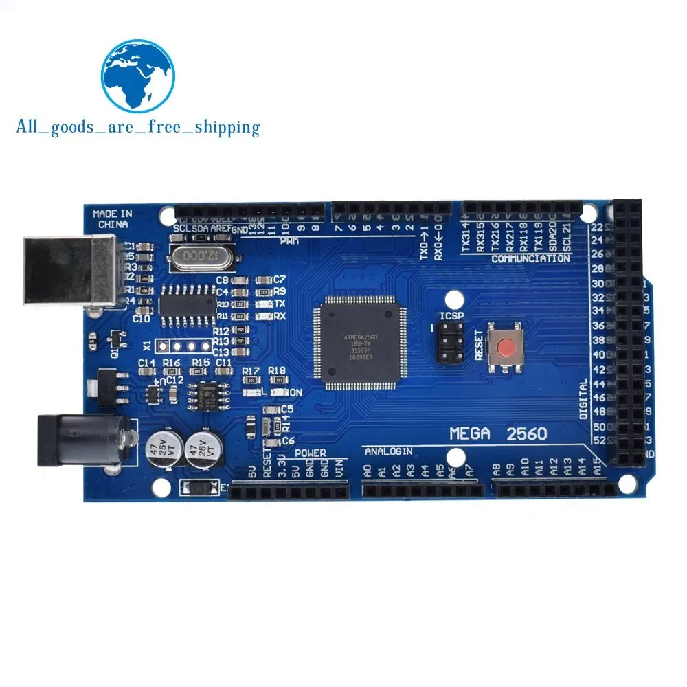 

TZT Mega 2560 R3 Mega2560 REV3 (ATmega2560-16AU CH340G) Board ON USB Cable compatible for arduino [With USB line]