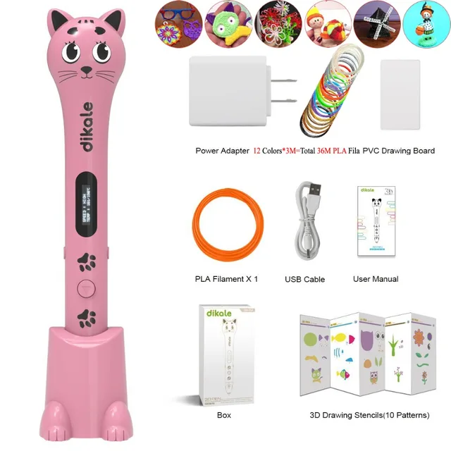 Best Price Dikale 3D Drawing Pen Impresora Imprimante Cute Cat Design USB OLED 3D Printing Pen Printer Pencil Free Filament Safety DIY Gift Best Price Dikale 3D Drawing Pen Impresora Imprimante Cute Cat Design USB OLED 3D Printing Pen Printer Pencil Free Filament Safety DIY Gift