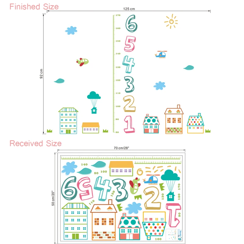 Мультипликационный дом, детские наклейки на стены с измерением роста для детских комнат, домашний декор, ПВХ, диаграмма роста, Наклейки на стены, diy плакат