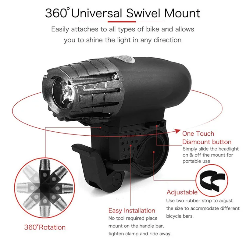 Cycling Bike Light Set Waterproof Bike Light Front And Rear Bike Lamp Clip Light 100 - 320 Lumen 3 modes #2h06 (5) - 