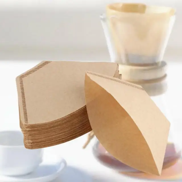 Best Price 100 Pcs/Bag Wooden Original Hand Drip Paper Coffee Filter Espresso Coffee Filter Packs Tea Bag Strainer Green Tea Coffee Filters