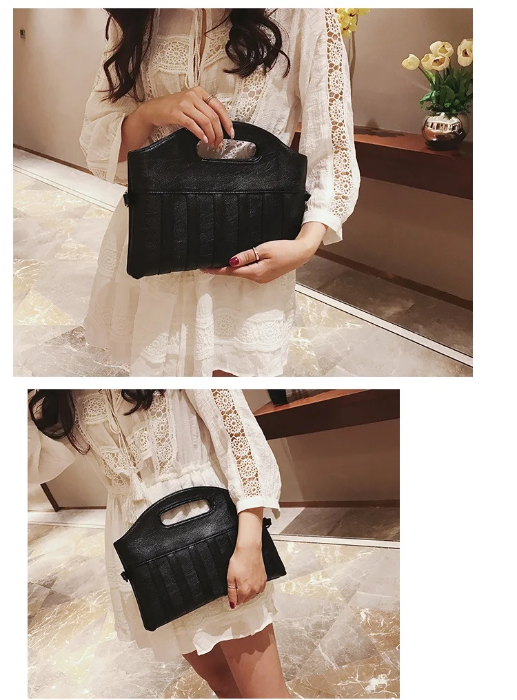 MJ Women's Handbag PU Leather Shoulder Bag Fashion Top-Handle Bags Korean Style Crossbody Bag Female Vintage Soft Leather Clutch (4)