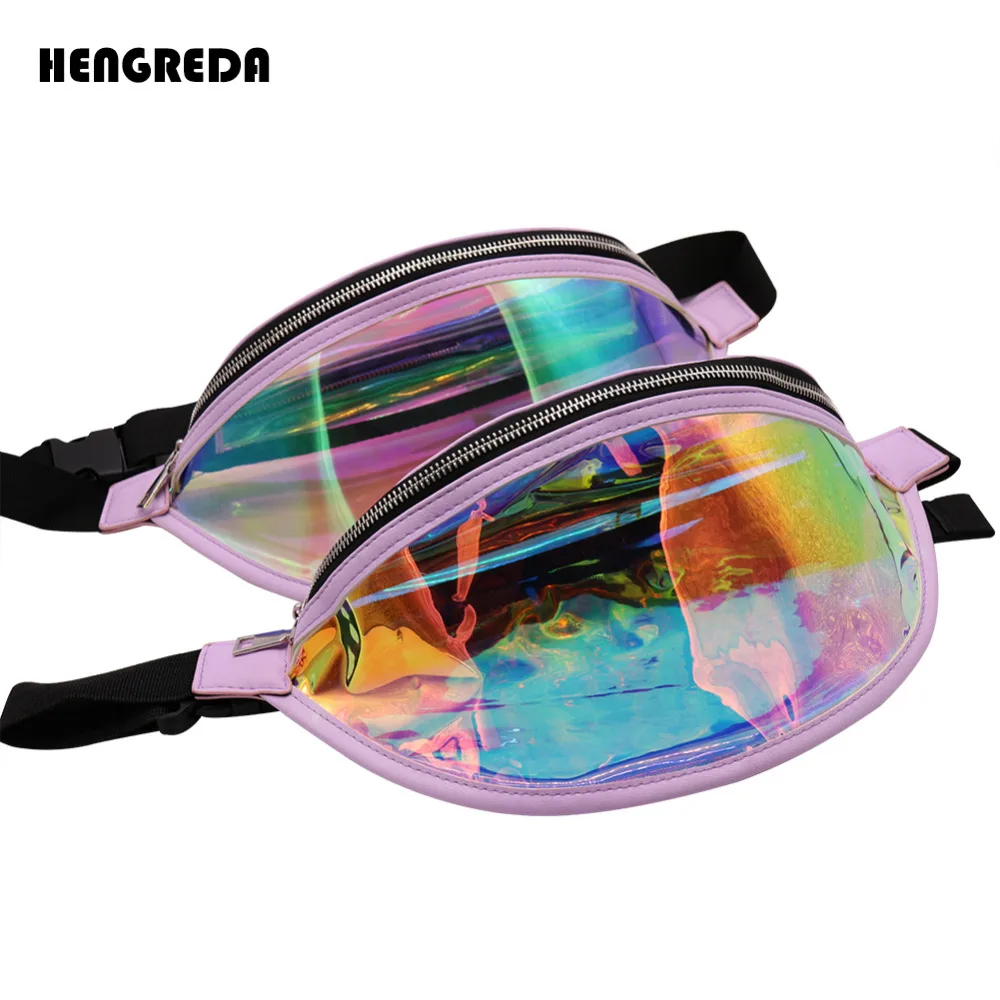 

Holographic Bum Bag Laser Fanny Pack 2018 Fashion Transparent Shiny Waist Bags Women Raves Hip Bag Hengreda Hologram PVC Travel