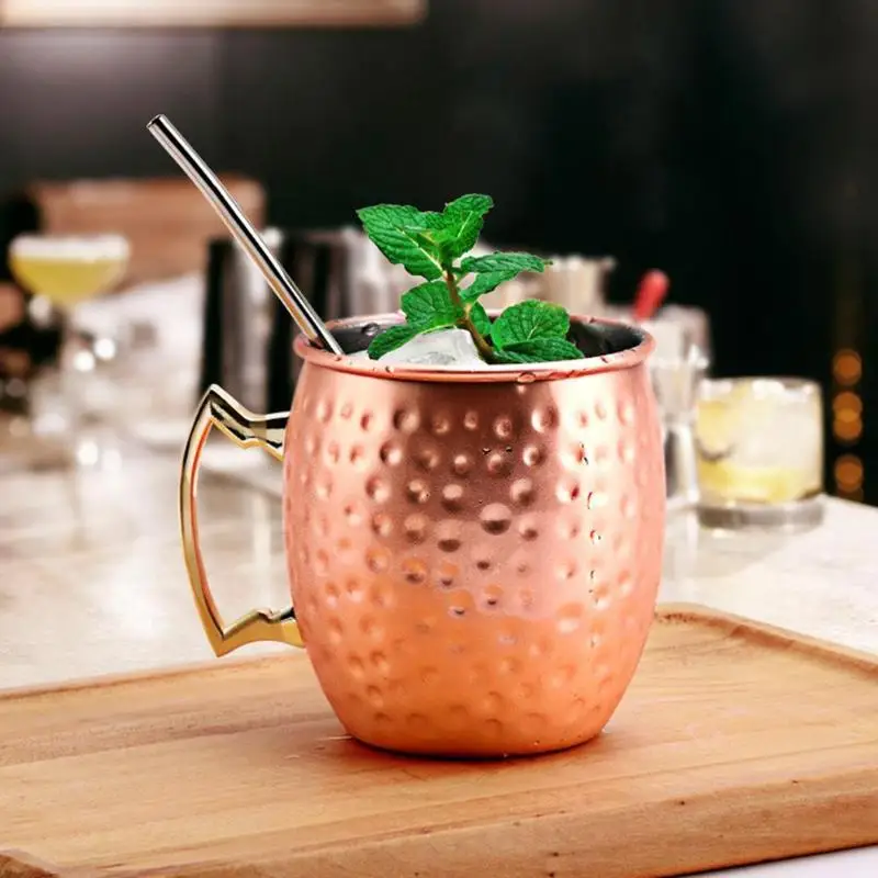 

1pcs Copper Mug Stainless Steel Coffee Cup Cocktail Whisky Party Bar Bottle Moscow Mule Mugs for Bar Drinkwares Party Kitchen