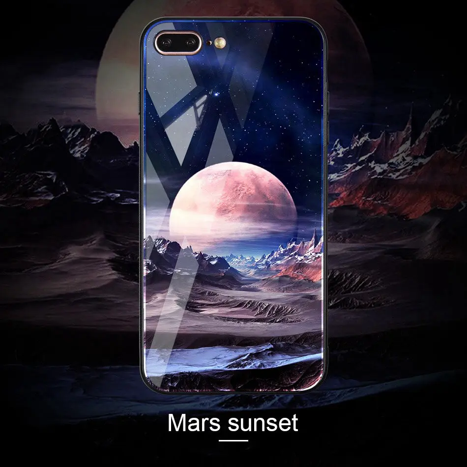 TOMKAS Space Star Case For iPhone X Case Tempered Glass Patterned For iPhone 7 6 Plus 6s 8 Cases Glossy TPU Soft Edge Cover