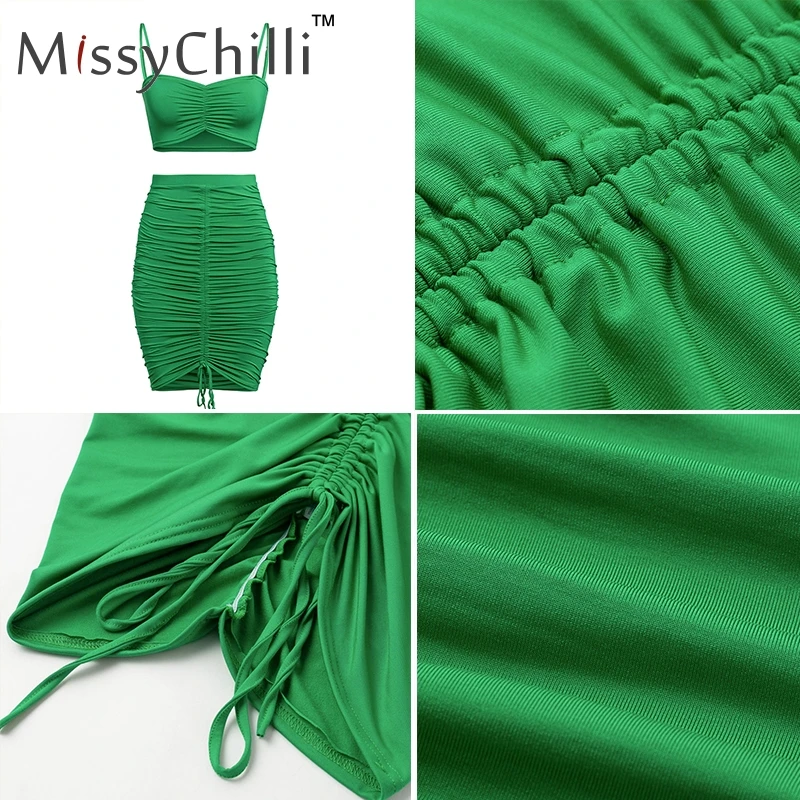 MissyChilli, гофрированное платье без бретелек, костюм из двух частей, женское элегантное облегающее платье с высокой талией, сарафан, женское сексуальное летнее Клубное платье