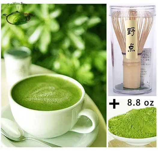  Pure Organic Matcha Green Tea Powder 8.8oz 0.55lb 250g bag+ Japanese Chasen Bamboo Whisk Set Pack 