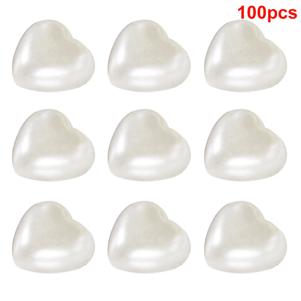 

100Pcs Resin Craft Flatback Embellishment Chic White Patchwork Heart Cardmaking Imitation Pearl Bow Clothing DIY Bud Decoration