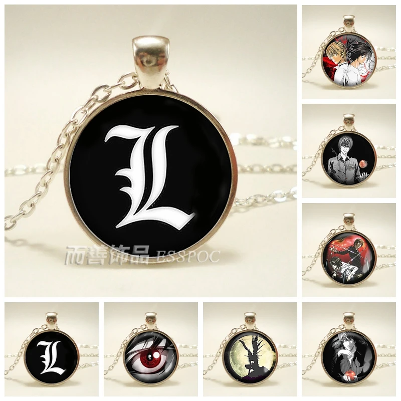 

Fashion Accessories Handcraft Game Badge Necklace Pendant Death Note Light Yagami Anime Glass Dome for Women Men Jewelry Gift