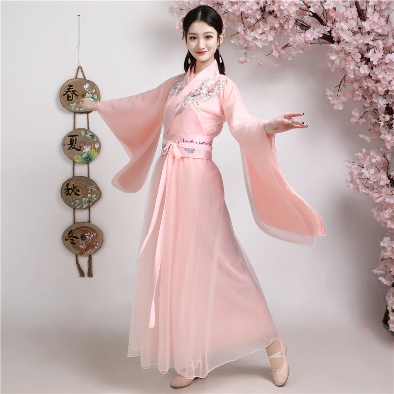 

2019 elegant exquisite dice elegant chinese tradition hanfu purple dress suit han element long sleeves dress