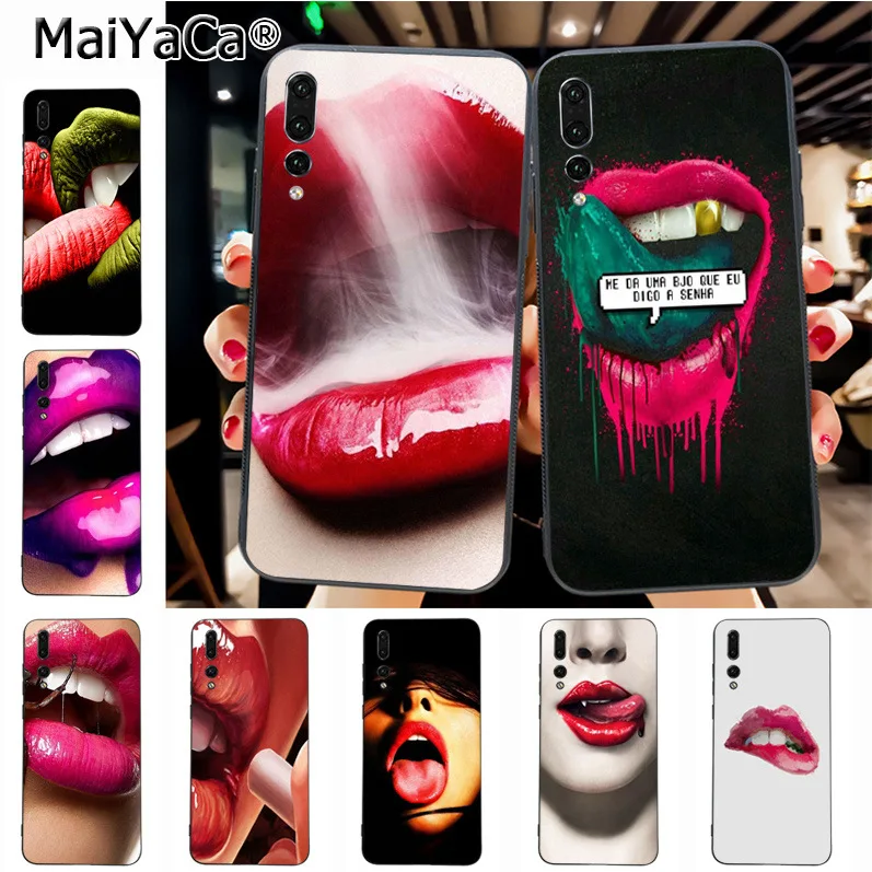 

Maiyaca Sexy Girl Lips tongue Adorable Colored Drawing Phone Accessories Case for Huawei Honor 9 Honor 10 P20 case Coque