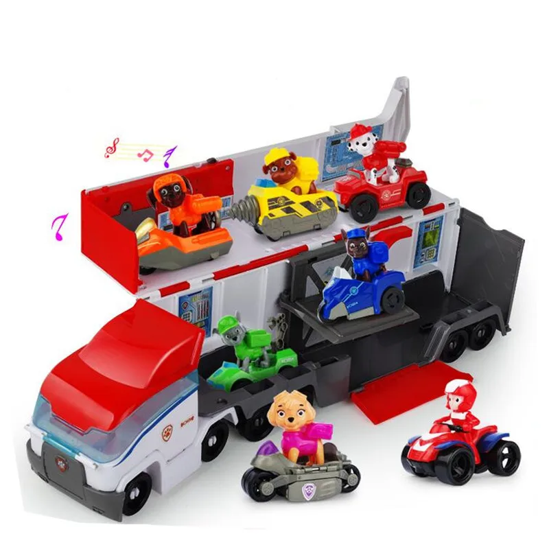 

Paw Patrol Dog Toys Music Bus Set Patrulla Canina Anime Figurine Plastic Action Anime Figure Model Toys Of Children Best Gifts