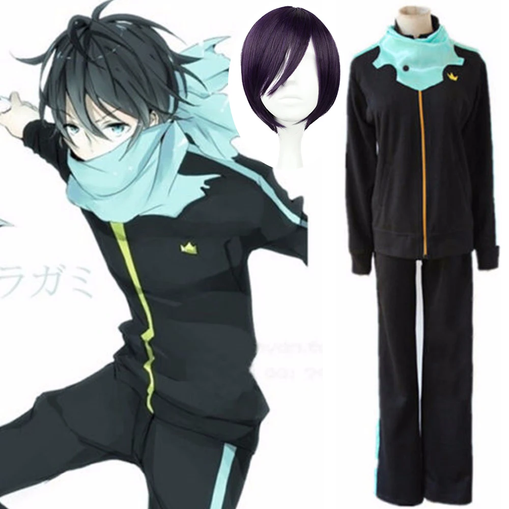 3pcs/set Anime Noragami Stray God Yato Cosplay Costume Men Sports Outfit  Pants Scarf Whole Set Synthetic Hair Wigs Free Shipping