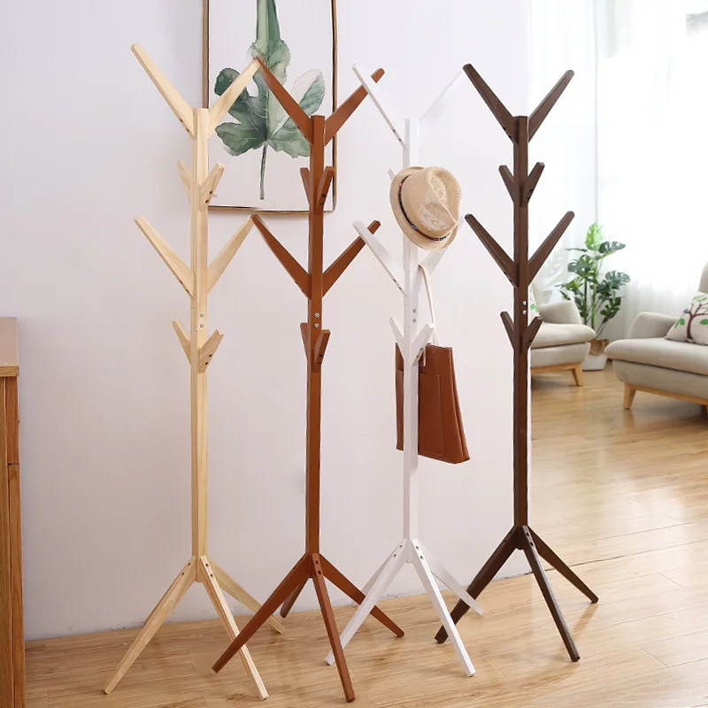 Nordic дерева вешалка, вешалка для одежды стенда вешалка для одежды твердой древесины Одежда стойки вешалки для одежды для дома краткое мебель