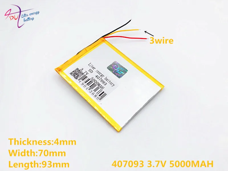 3 wire 4*70*93mm 3.7V 5000mah Tablet update Battery For 7" Tablet Q8, Q88 A13,U25GT,Freeander PD10 3G,PD20 3G TV MTK6575,MTK6577