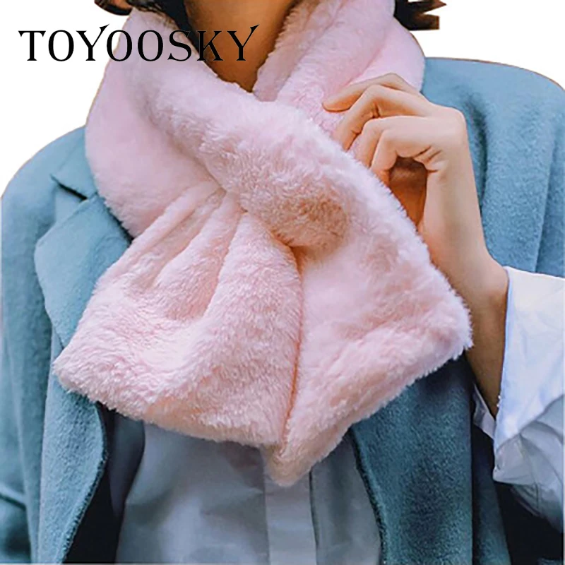 

10 Colors 20*90CM Faux Fur Collar Winter Scarf Women faux Knitted Rex Rabbit Fur Scarves Fur Neckerchief Winter Long Wraps