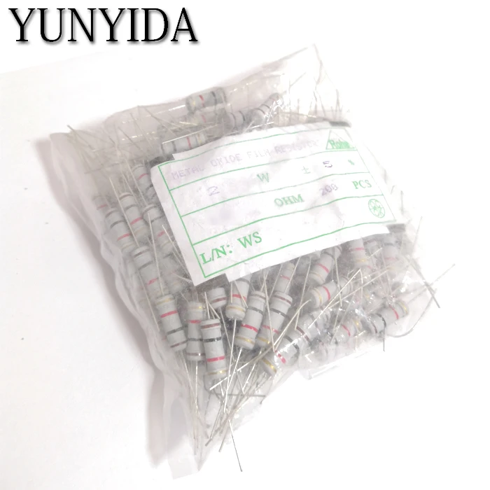 200 шт. 2 Вт + 5% угольный осажденный резистор 1R 10R 22R 47R 100R 220R 330R 680R 1K 2K2 4 7 K 10 47 (Европа)